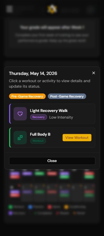 Avatar Exercise training calendar